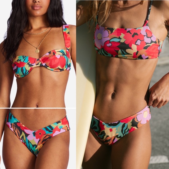 Billabong π΄ Floral Underwire Bikini Top | Reversible Fiji Bottoms - Picture 1 of 16